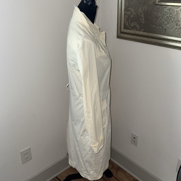 Twinkle by Wenlan ivory cotton single front light unlined trench coat Sz 8 dress - Picture 5 of 7